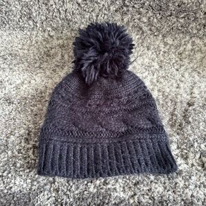 Hollister Charcoal Knit Pom-Pom Hat for Kids